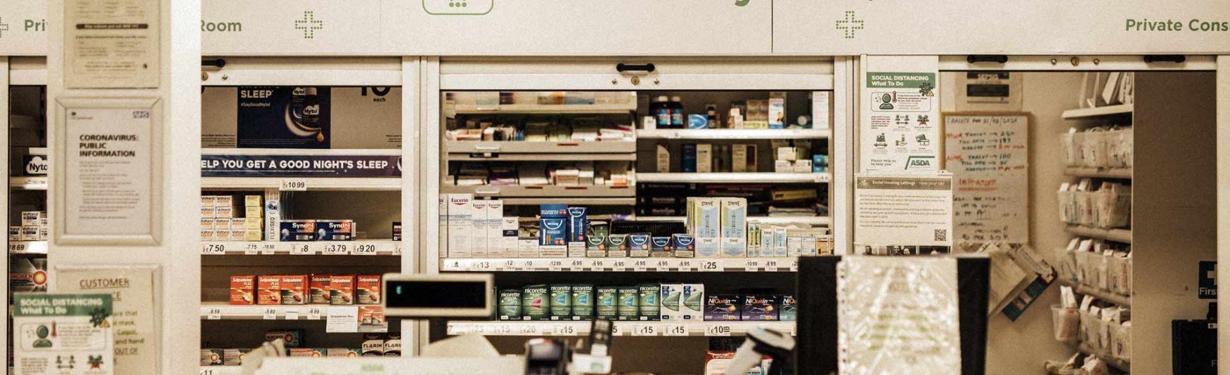 pharmacy stocked with medicines
