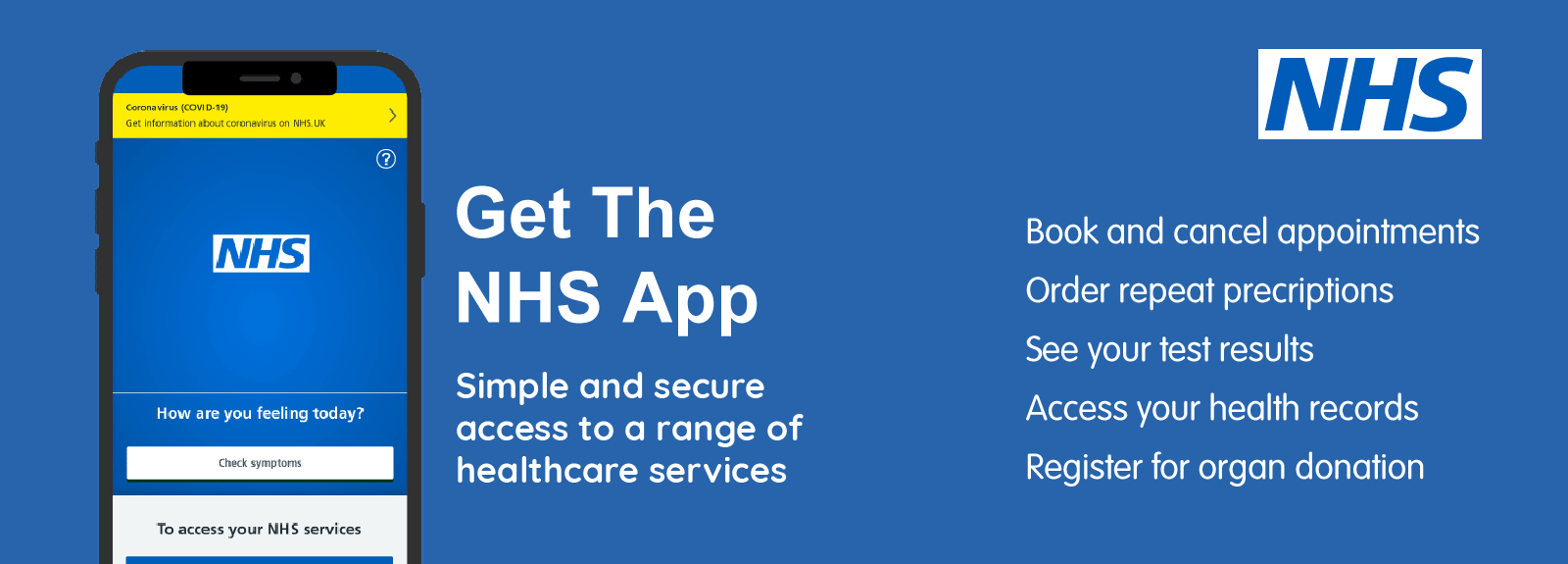 Use the NHS App for a range of services including ordering prescriptions